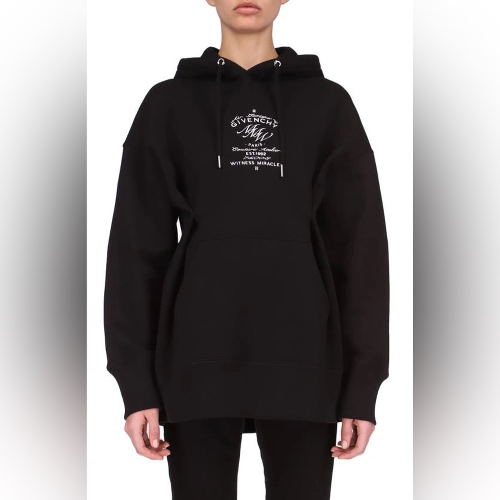 NWT $1190 GIVENCHYMmw Logo Graphic Fitted Hoodie In black